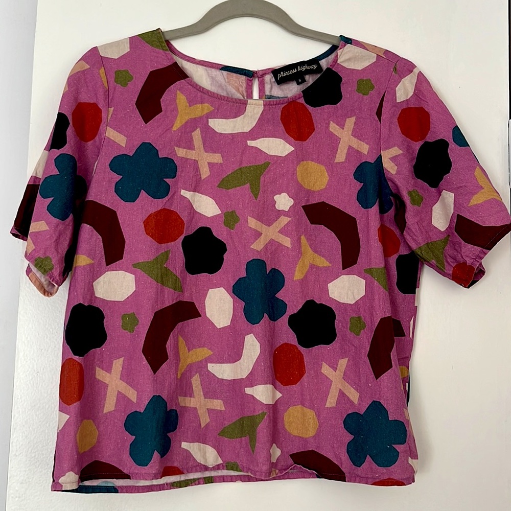 Princess Highway pink geometric blouse